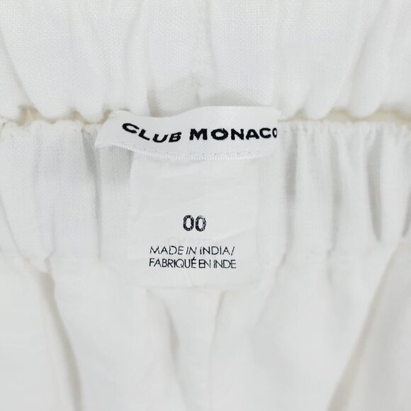 Club Monaco White Pom Trim Linen Elastic Waist Short Woven Pockets 00 (A-4) - Picture 3 of 10